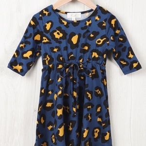 ⚫️Toddler girl cheetah print navy blue/yellow dress, boutique various sizes
